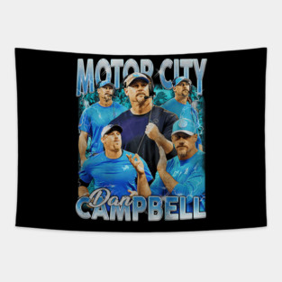 Vintage Dan Campbell - Motor City Detroit Lions Tapestry