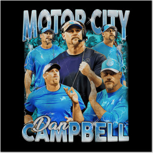 Vintage Dan Campbell - Motor City Detroit Lions Posters and Art