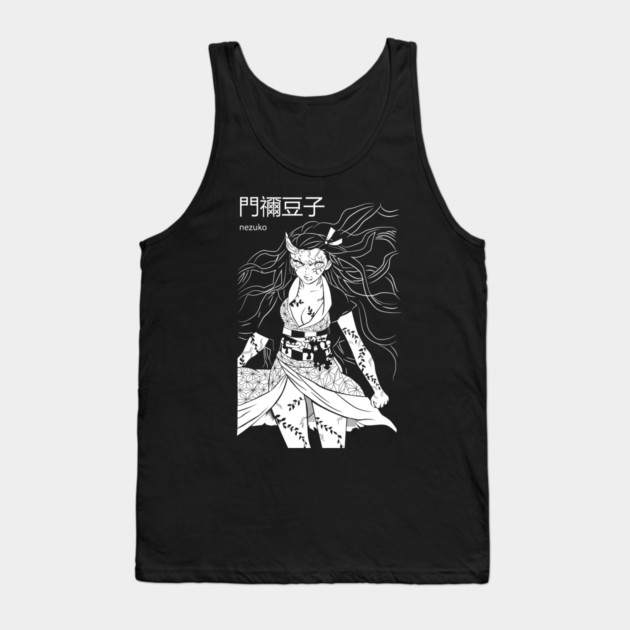 Kimetsu no Yaiba - Nezuko Black and White Tank Top by Otaku Vibes