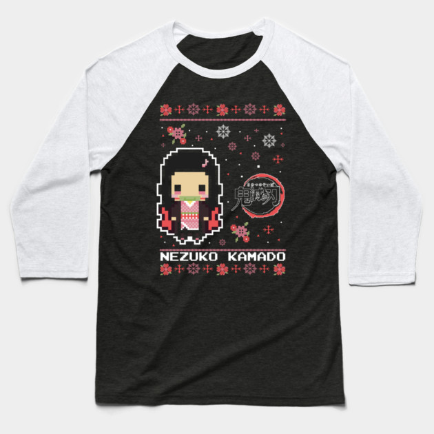 Chibi Nezuko Pixel Style - Kimetsu no Yaiba Baseball T-Shirt by Otaku Vibes