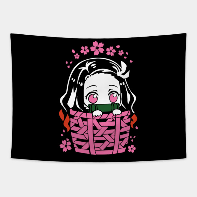 Cute Nezuko - Kimetsu no Yaiba Tapestry by Otaku Vibes