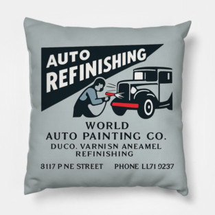 Vintage Auto Refinishing & Classic Car Painting Pillow