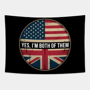 Half American Half British USA Flag Heritage Tapestry