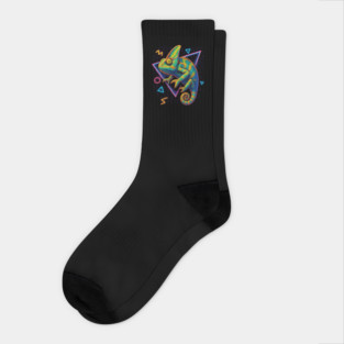 Retro Neon Veiled Chameleon Socks