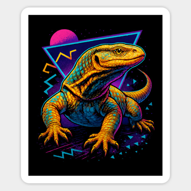 Retro Neon Savannah Monitor Magnet by Reptiq's Store