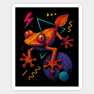 Retro Neon Satanic Leaf Tailed Gecko Sticker