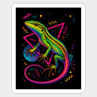 Retro Neon Long Tailed Grass Lizard Magnet