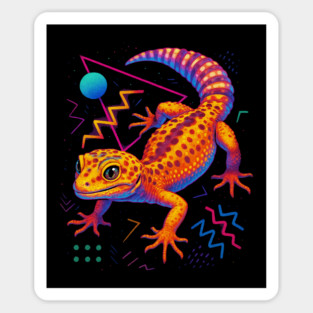 Retro Neon Giant Leopard Gecko Magnet
