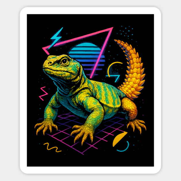 Retro Neon Mali Uromastyx Magnet by Reptiq's Store