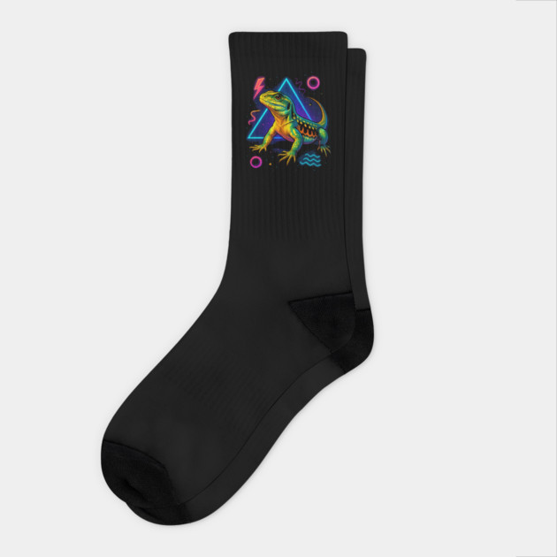 Retro Neon Butterfly Agama Socks by Reptiq's Store