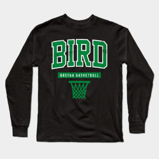 Vintage Bird Basketball Boston Warmup Long Sleeve T-Shirt