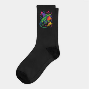 Retro Neon Crested Anole Socks
