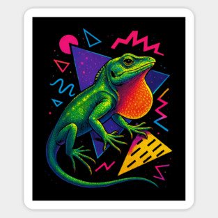Retro Neon Crested Anole Magnet