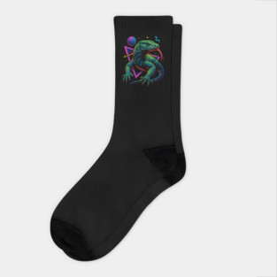 Retro Neon Crocodile Monitor Socks