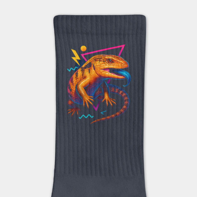 Retro Neon Blue Tongue Skink by Reptiq's Store