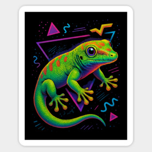 Retro Neon Gold Dust Day Gecko Magnet