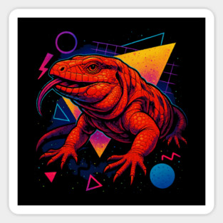 Retro Neon Red Tegu Sticker