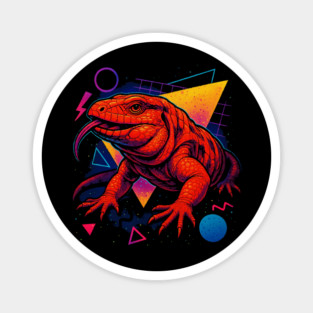 Retro Neon Red Tegu Magnet