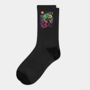 Retro Neon Senegal Chameleon Socks