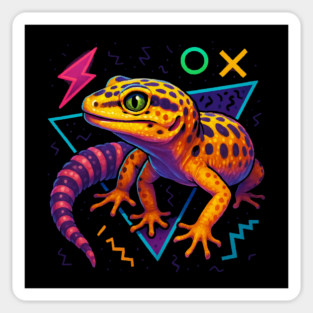 Retro Neon Super Giant Leopard Gecko Sticker