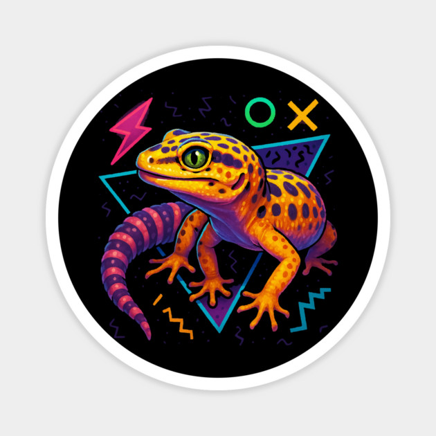 Retro Neon Super Giant Leopard Gecko Magnet by Reptiq's Store