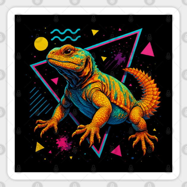 Retro Neon Moroccan Uromastyx Sticker by Reptiq's Store