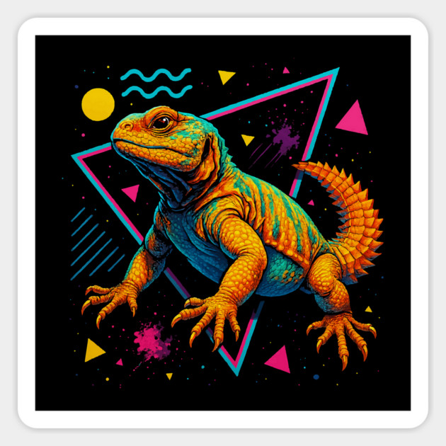 Retro Neon Moroccan Uromastyx Magnet by Reptiq's Store