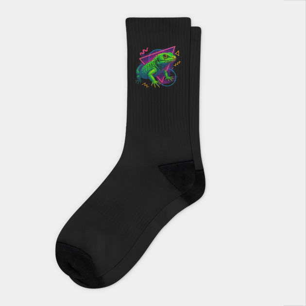 Retro Neon Abronia Graminea Socks by Reptiq's Store
