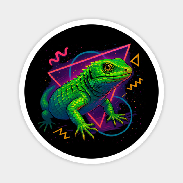 Retro Neon Abronia Graminea Magnet by Reptiq's Store