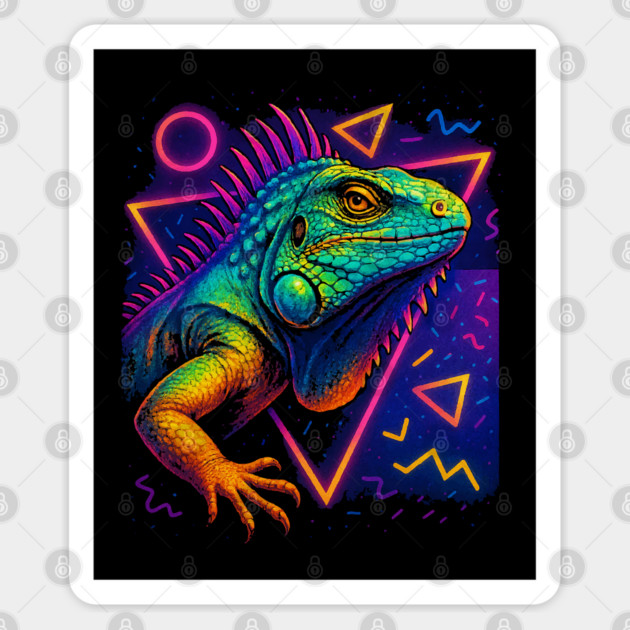 Retro Neon Spiny Tailed Iguana Sticker by Reptiq's Store