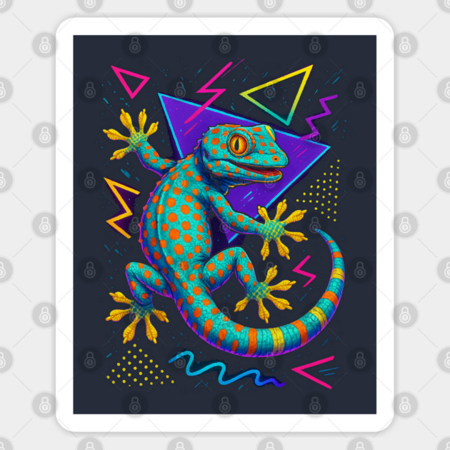 Retro Neon Tokay Gecko Sticker by Reptiq's Store