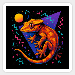 Retro Neon Gargoyle Gecko Magnet