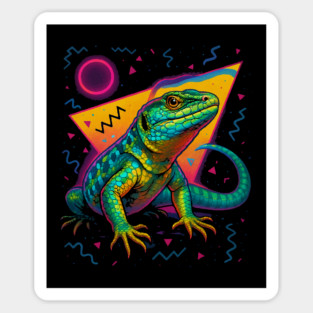 Retro Neon Jewelled Lacerta Magnet
