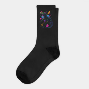 Retro Neon Black Tree Monitor Socks