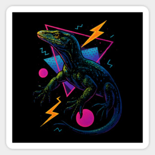 Retro Neon Black Tree Monitor Sticker