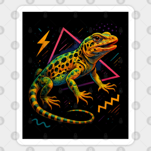Retro Neon Leopard Lizard Sticker by Reptiq's Store