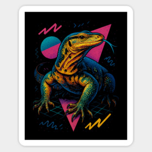 Retro Neon Black Dragon Water Monitor Magnet