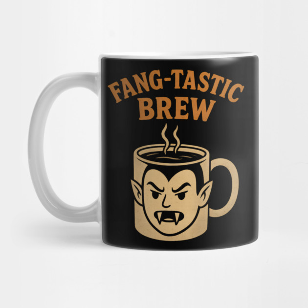 Fang-tastic Brew - Cute Vampire Coffee Mug Halloween Design by Demian Stipatio