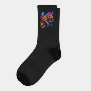 Retro Neon Pygmy Chameleon Socks