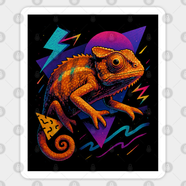 Retro Neon Pygmy Chameleon Sticker by Reptiq's Store