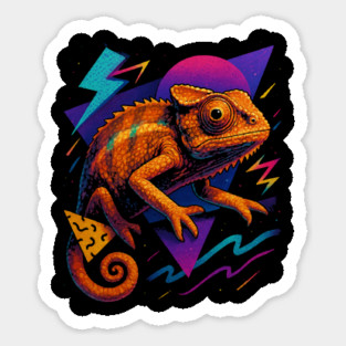 Retro Neon Pygmy Chameleon Magnet