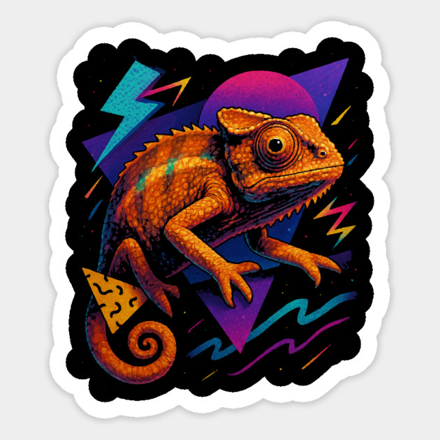 Retro Neon Pygmy Chameleon Magnet by Reptiq's Store