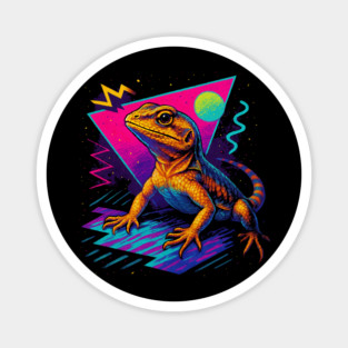 Retro Neon Zebra Tailed Lizard Magnet