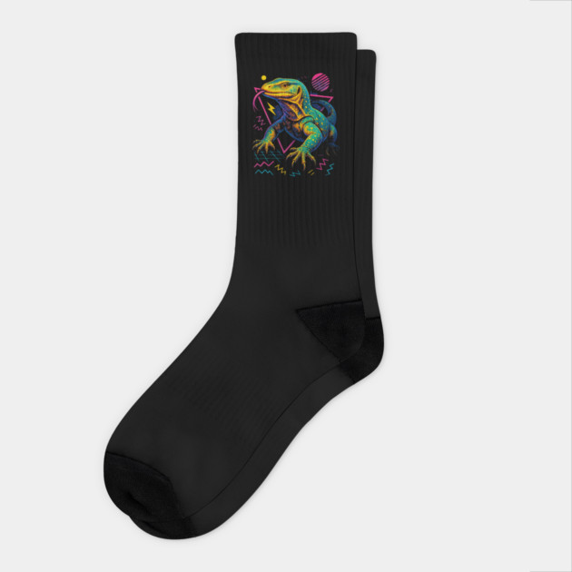 Retro Neon Nile Monitor Socks by Reptiq's Store