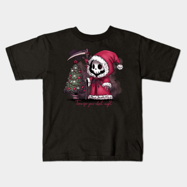 Christmas Grim Reaper Kids T-Shirt by H. R. Sinclair