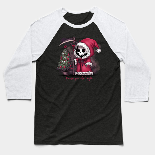 Christmas Grim Reaper Baseball T-Shirt by H. R. Sinclair