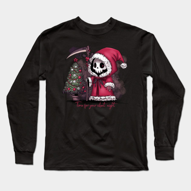 Christmas Grim Reaper Long Sleeve T-Shirt by H. R. Sinclair