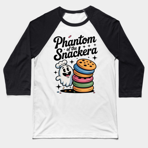Phantom of the Snackera Baseball T-Shirt by Frank Ring