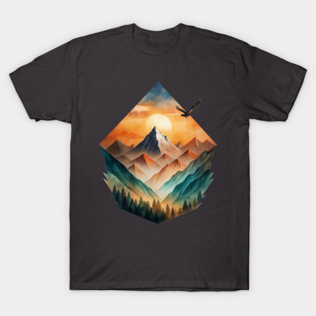 Eagle’s Flight – Sunset Mountain Adventure Tee T-Shirt by C.Code