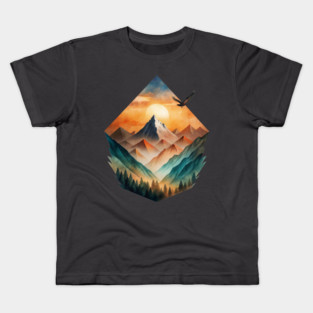 Eagle’s Flight – Sunset Mountain Adventure Tee Kids T-Shirt